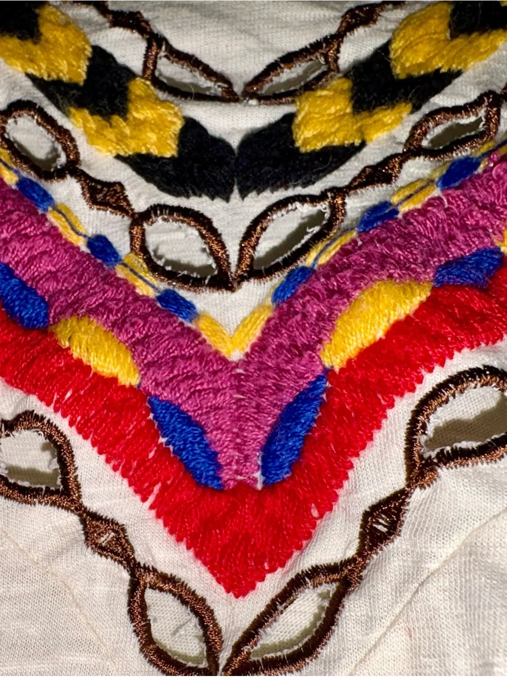 Boho Embroidered Ivory Women's Peasant Top